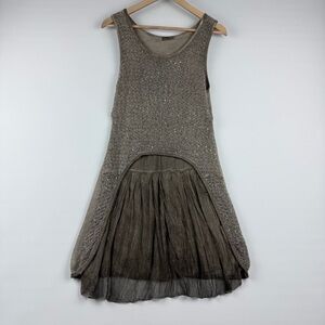 Baci Italy Women’s Sleeveless Knit Overlay Dress – Taupe, Made in Italy